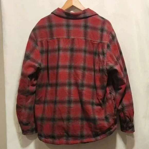 Dickies Men's Size Large Long Sleeve Red Plaid Lined Flannel Button Up Jacket - Picture 6 of 10